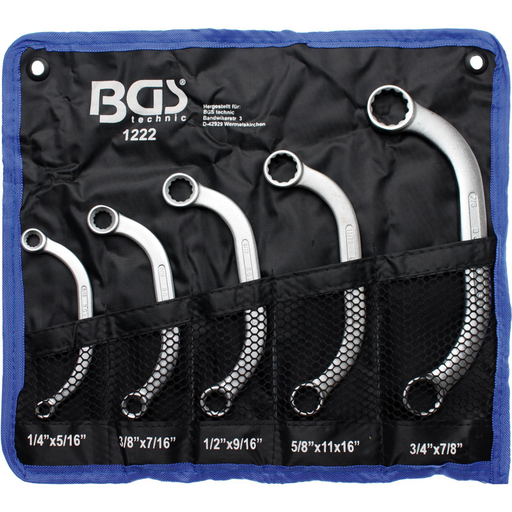 [1222] Angled C-type hook wrench set, inch 1/4–7/8 in. (1222, BGS)