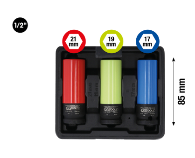 [515.1070] Smūginių galvučių su apsauga komplektas, 3 vnt. (515.1070, KS TOOLS)