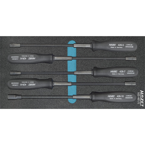 [163-461/5] Flexible nut-driver set, outside hexagon profile, 5-10 mm, 5 pieces (163-461/5, HAZET)