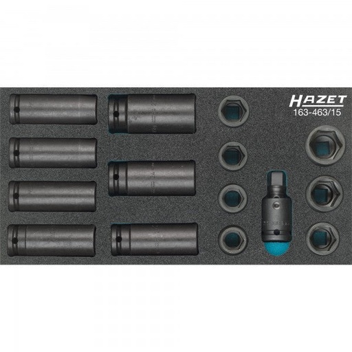 [163-463/15] Impact socket set – 1/2 inch (12.5 mm), 15 pcs (163-463/15, HAZET)