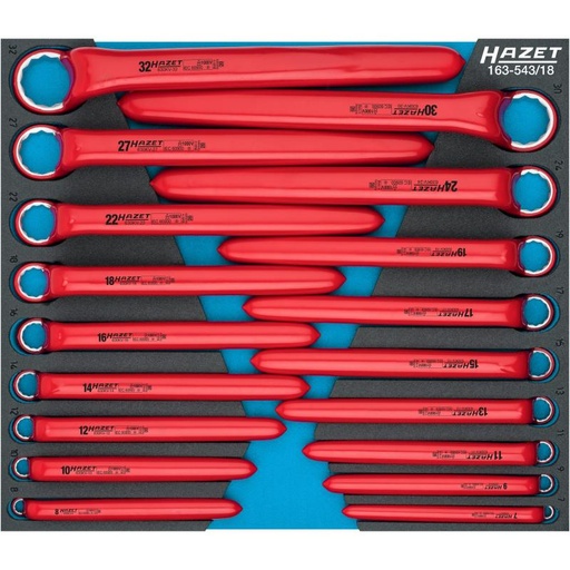 [163-543/18] Insulated (VDE) 12-point box-end wrench set with protective insulation (163-543/18, HAZET)