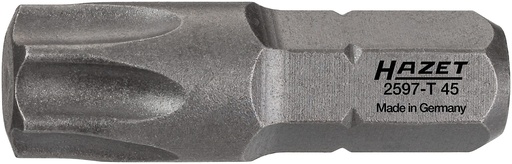 [2597-T45] Screwdriver bit, Torx T45, 1/4″ (6,3 mm) hex (2597-T45, HAZET)