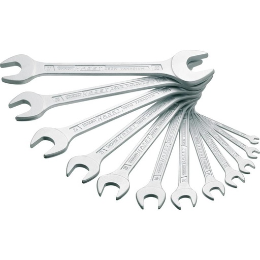 [450N/12] Double open-end wrench set, outside hexagon profile, 12 pcs (6×7 – 27×32 mm) (450N/12, HAZET)