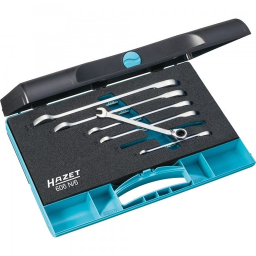 [606N/6] Ratcheting combination wrench set - Outside 12-point traction profile (606N/6)