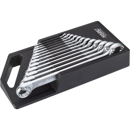 [610N/12RS] Dvigubų žiedinių raktų rinkinys, išorinis 12 briaunų traukos profilis, 12 vnt. (6×7 – 27×32 mm) (610N/12RS, HAZET)