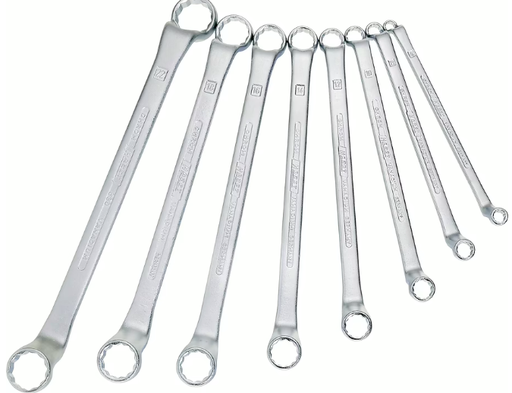[630/8] Dvigubų žiedinių raktų rinkinys, išorinis 12 briaunų traukos profilis, 8 vnt. (6×7 – 21×22 mm) (630/8, HAZET)