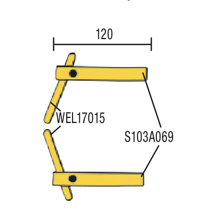 [WEL17003] Tiesios svirtys L=120 mm su lenktais elektrodais WEL17000, 2 vnt. (WEL17003, BLACKHAWK)
