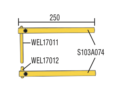 [WEL17007] Straight arms L=250 mm with electrodes WEL17000, 2 pcs (WEL17007, BLACKHAWK)