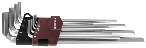 [HKL9S] Itin ilgų šešiabriaunių (HEX) raktų rinkinys 9 vnt. 1,5–10 mm (HKL9S, THORVIK)