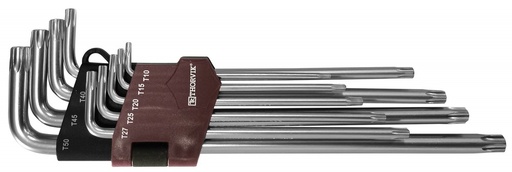 [TTKL9S] 9 pcs Extra long arm T-TORX with hole key set T10, T15, T20, T25, T27, T30, T40, T45, T50 (TTKL9S, THORVIK)