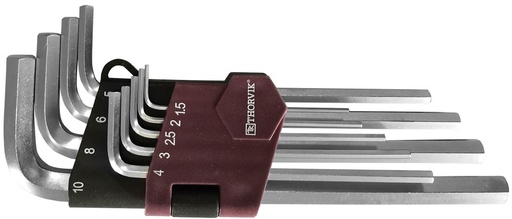 [HK9S] 9 PCS LONG ARM HEX KEY SET 1.5, 2, 2.5, 3, 4, 5, 6, 8, 10 MM (HK9S, THORVIK)