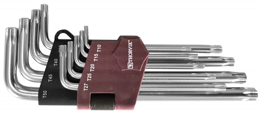 [TTK9S] 9 pcs LONG ARM T-TORX WITH HOLE KEY SET T10, T15, T20, T25, T27, T30, T40, T45, T50 (TTK9S, THORVIK)