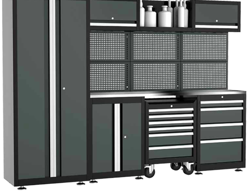 [05.088.127] Workshop furniture set with stainless steel top and tool wall panel (05.088.127, SPIN)