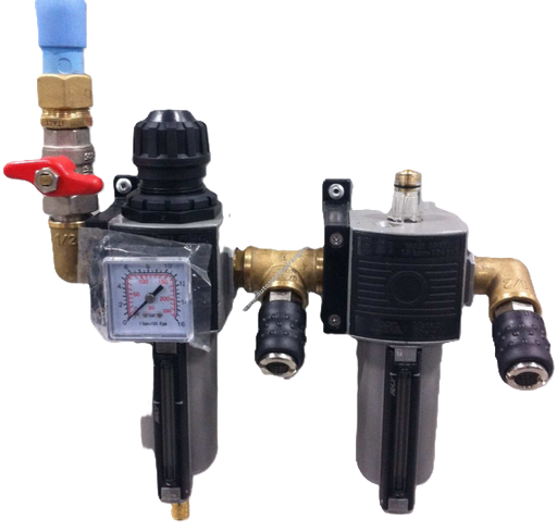 [AH117113_jungt_2_1] Compressed air regulator / filter unit 1/2" with quick couplers 2+1 (AH117113_jungt_2_1, ANI)