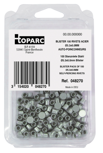 [048270] Steel rivets Ø5.3 × 6.0 mm, 100 pcs (048270, GYS)