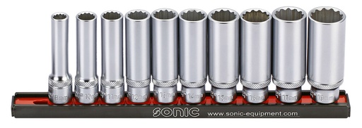 [201010] Sonic 3/8" Drive Deep 12-Point Socket Set 10-Piece (201010, SONIC)