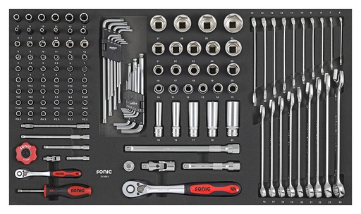 [213001] 1/4 socket and ratchet set (130pcs) (213001, SONIC)