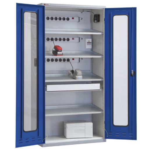 [7FN-NH2000FD-AKK4XRB] Akumuliatorių įkrovimo spinta su stebėjimo langeliu, 2000×1000×490 mm (7FN-NH2000FD-AK, BE4TOOLS)