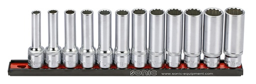 [301204] Sonic ilgų briaunuotų galvučių rinkinys 1/2" 12-briaunis 12 vnt. (301204, SONIC)