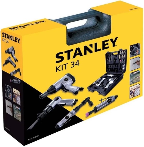 [STANLEY Kit 34] Pneumatinių įrankių rinkinys su priedais STANLEY, 6 bar, 34 dalių (STANLEY Kit 34)