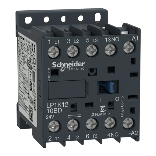 [LP1K1210BD] Contactor 5.5 kW, 3P, 12A, 24 VDC, 1 NO, TeSys (LP1K1210BD, SCHNEIDER ELECTRIC)