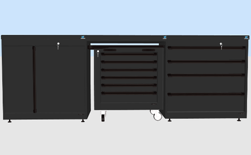 [B - 2.7M-LONG] Workbench module set with tool trolley, 2.7 m (B - 2.7M-LONG, KEEN SPACE)