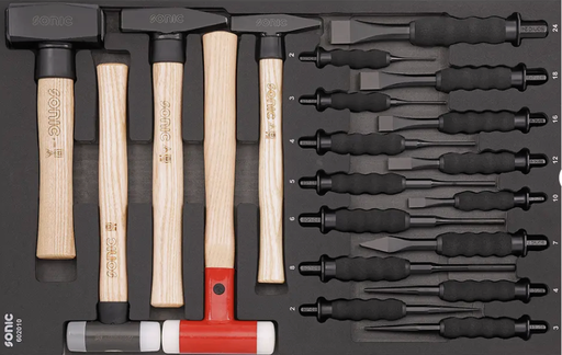[602010] Hammer, chisel and punch set with insert, 20 pcs (602010, SONIC)