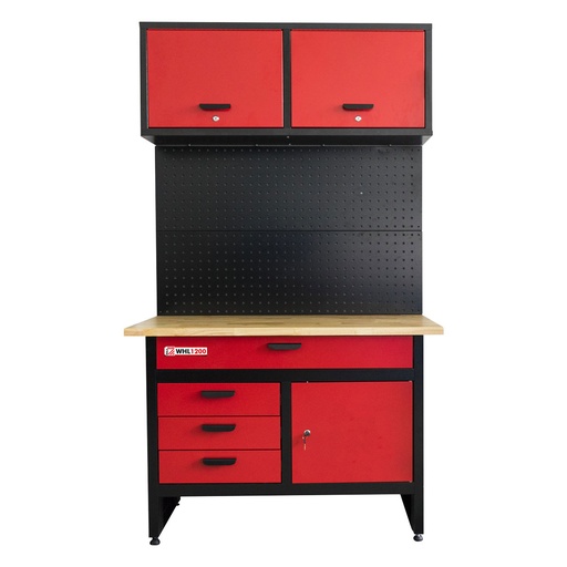 [WHL1200] Workbench with wall cabinet and pegboard (WHL1200, HOLZMANN)