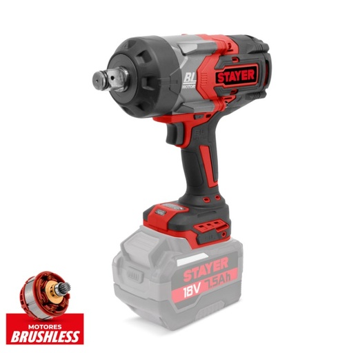 [1.3058] Cordless impact wrench 18 V, 3/4", brushless (1.3058, STAYER)