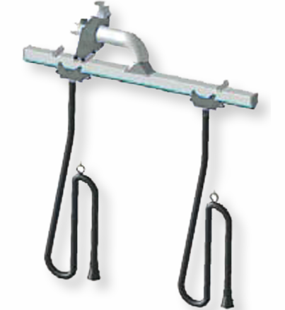 [TTS-AK-15/2-C] Sliežu izplūdes gāzu nosūkšanas sistēma, 15 m, ar 2 šļūtenēm Ø75 mm (TTS-AK-15/2-C, CORAL)
