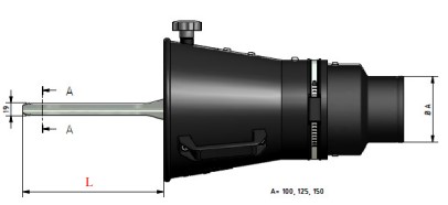 [BN-PI-075-200-LC] Guminis dujų ištraukimo antgalis, žarnai Ø75 mm / anga Ø200 mm (BN-PI-075-200-LC, CORAL)