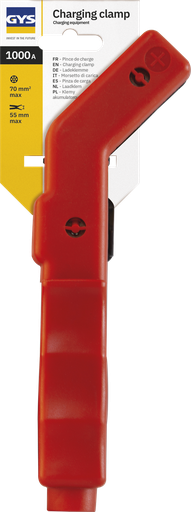 [025769] RED INSULATED CURVED CLAMP 1000A - on card (025769, GYS)