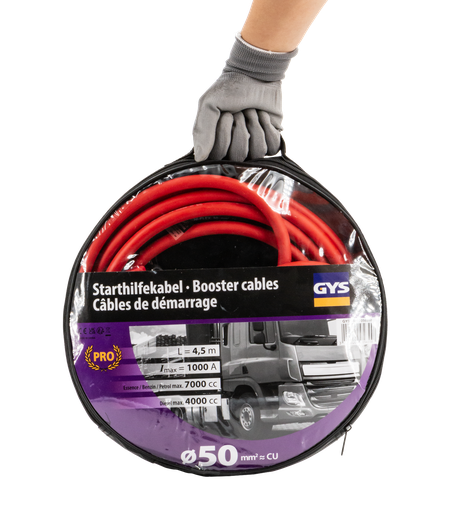 [056558] JUMP LEADS PRO 1000A - INSULATED CLAMPS - 50 mm² - 2 x 4.5 m (056558, GYS)