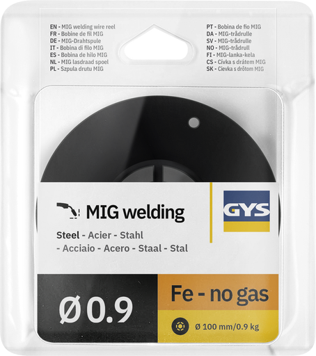 [086104] Miltelinė viela bedujis (No Gas) Ø0,9 - 0,9 kg S100 plastikinė ritė - E71T-GS (086104, GYS)