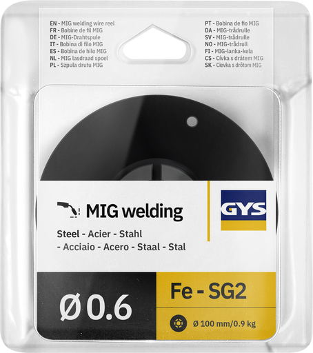 [086593] MAG wire reel, steel Ø0.6 - 0.9 kg D100 - ER70S-6 / G3Si1 (086593, GYS)