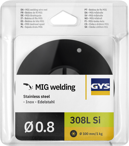 [086616] MAG wire reel, stainless steel Ø0.8 - 1 kg D100 - ER308LSi / G 19 9 L Si (086616, GYS)