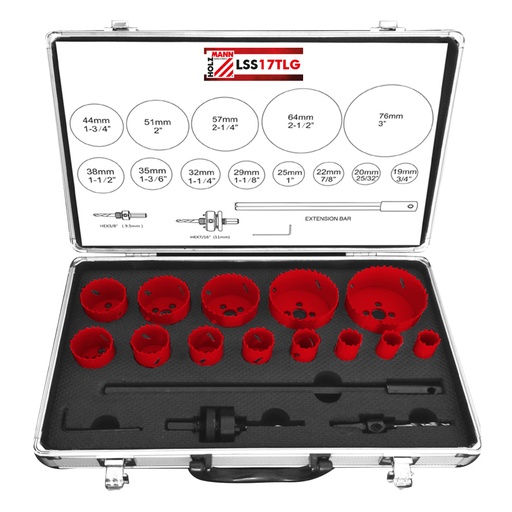 [LSS17TLG] Hole saw set 19-76 mm HSS (LSS17TLG, HOLZMANN)
