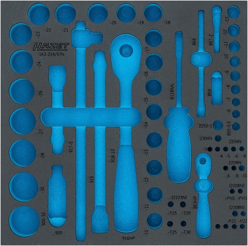 [163-224LN] Two-component foam tool insert 340×340×35 mm (163-224LN, HAZET)