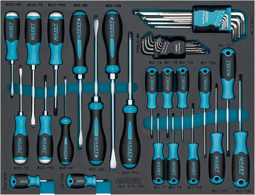 [163-373/39N] Atsuktuvų rinkinys, 39 vnt. – plokščias, PH kryžminis, vidinis TORX, vidinis šešiakampis (163-373/39N, HAZET)
