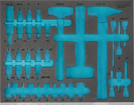 [163-534L] Dvikomponentis putų įdėklas įrankiams 525×403×38 mm (163-534L, HAZET)