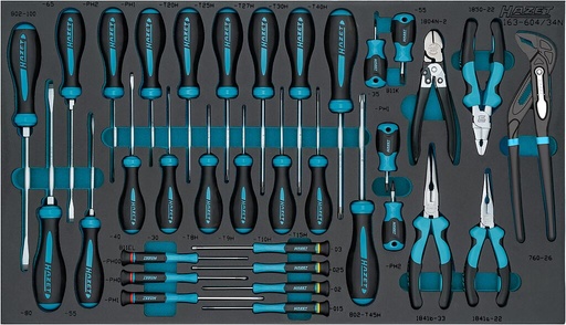 [163-604/34N] Screwdriver set, 34 pcs – slot, PH cross recess, tamper-resistant TORX (163-604/34N, HAZET)