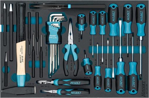 [163-120/24N] Universal set, size 0,4 x 2,5 – 1,2 x 8 mm, 1,5 – 10 mm, PH1 – PH3, 24 pieces (163-120/24N, HAZET)