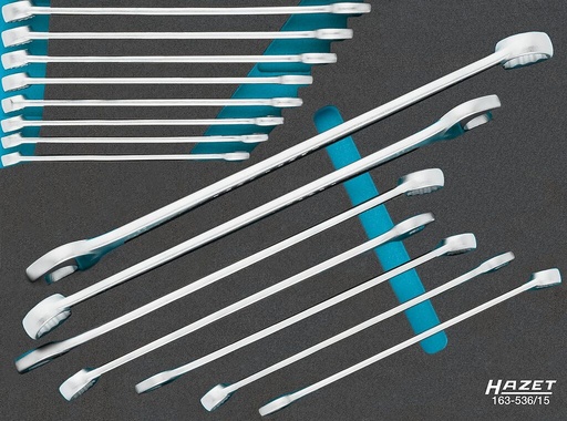 [163-536/15] Combination wrench set, 15 pcs (163-536/15, HAZET)