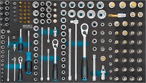 [163-549/160N] Galvučių rinkinys, size 0,6 x 3,5 – 1,2 x 8 mm, 3 – 32 mm, E4 – E24, M5 – M18, PH1 – PH2, PZ1 – PZ2, T15 – T60, 160 pieces (163-549/160N, HAZET)
