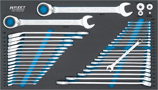 [163-620/42] Wrench set, L x W: 691 mm x 392 mm, 42-pieces (163-620/42, HAZET)