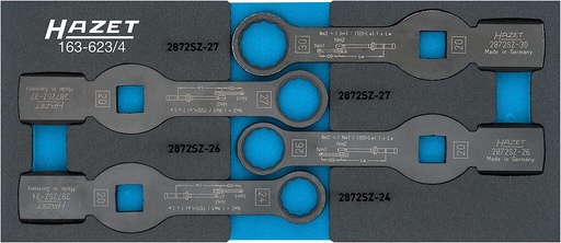 [163-623/4] Slogging (striking) box-end wrench set, 4 pcs, 392 × 172 mm (163-623/4, HAZET)