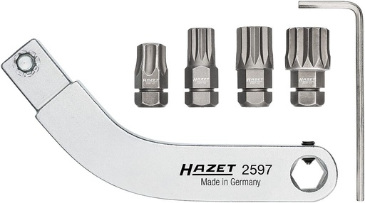 [2597-2/5] Door hinge insert tool set – curved bit holder (2597-2/5, HAZET)