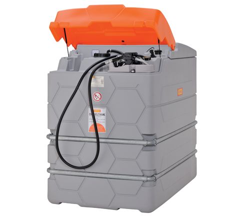 [10296] CUBE 2500 l diesel tank, outdoor, Basic, with hinged lid, 230 V pump, 4 m dispensing hose, automatic nozzle (10296, CEMO)