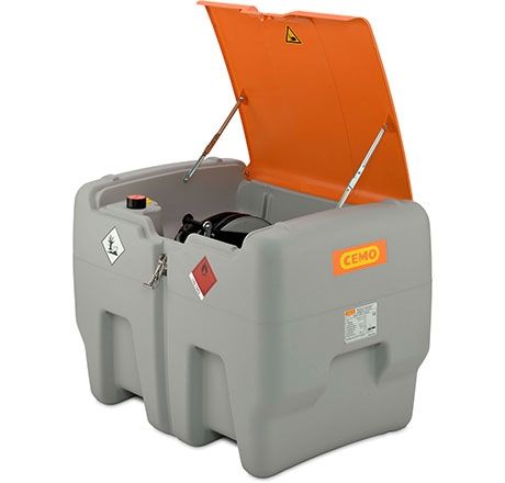 [11107] DT-Mobil Easy 440 l Premium dīzeļa tvertne ar Cematic 12 V sūkni (40 l/min), K24 skaitītāju, šļūtenes spoli (8 m), automātisko uzgali un atveramu vāku (11107, CEMO)