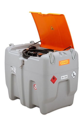 [11923] DT-Mobil Easy 620 l diesel tank with Cematic 12 V pump (40 l/min), 4 m hose, automatic nozzle, gas struts and lid (full ADR) (11923, CEMO)